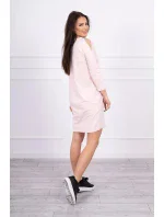 Šaty s 3D grafikou, krajková púdrovo ružová