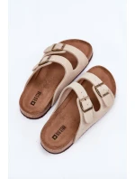 Zamszowe Klapki Damskie Z Klamrami Big Star RR274A391 Beżowe