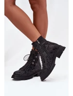 Skórzane Botki Workery Damskie Ocieplane Na Zamek Artiker 57C2257 Czarne