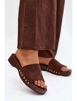 Dámské žabky se zlatými přezkami čokoládové Ferinna