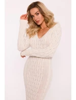 Dámske svetrové šaty M824 Light beige - MOE Dámske svetrové šaty M824 Light beige - MOE