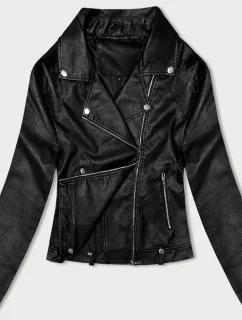 Klasická čierna dámska bunda ramoneska (11Z8060)