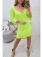 Šaty s gombíkovým výstrihom žlté neónové