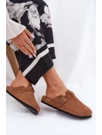 Zamszowe Klapki Chodaki Damskie Z Klamrą Big Star RR274A387 Brązowe