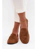 Mokasyny Damskie Z Eko Zamszu Płaskie Camel Miryelle