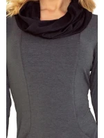 Dámske šaty s vreckami, dlhým rukávom a rolákom tmavo šedé - Tmavo šedá - Numoco