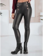 Dámske legíny z ekokože s gombíkmi čierne FashionStreet UY2726 Dámske legíny z ekokože s gombíkmi čierne FashionStreet UY2726