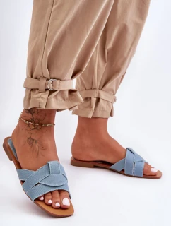 Damskie Materiałowe Klapki Jasnoniebieskie Aversa