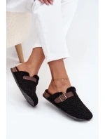 Klapki Damskie Z Futerkiem Typu Baranek Czarne Lorivine