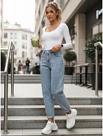 Dámske džínsy s vysokým pásom balónového strihu modré FashionStreet UY2963