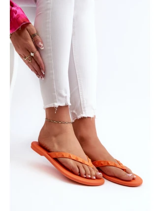 Płaskie Elastyczne Klapki Japonki Damskie ZAXY JJ285254 Pomarańczowe