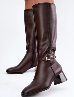 Čižmy na podpätku so zipsom, model 232096 Step in style