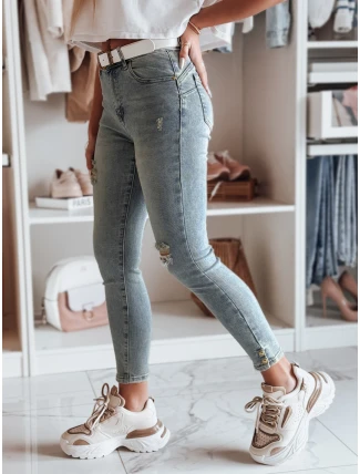 Dámske úzke džínsy s opaskom ICONON modré FashionStreet UY2465