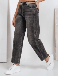 Dámske široké džínsy s opaskom čierne FashionStreet UY2744