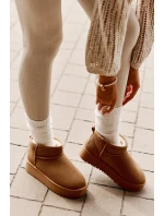 Skórzane Zamszowe Śniegowce Na Platformie Camel Nereviana