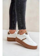 Sneakersy Damskie Na Platformie Panterka Białe Dravinnia