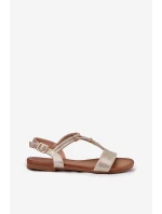 Damskie Płaskie Sandały Z Paskami S.Barski KV51-120 Złote