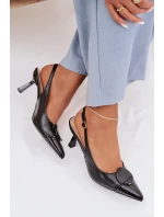 Dámské sandály na podpatku s ozdobným detailem Černé Mariae