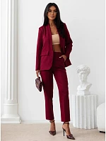 Elegantný dámsky kostým – sako a nohavice v bordovej farbe, FashionStreet AY1246 Elegantný dámsky kostým – sako a nohavice v bordovej farbe, FashionStreet AY1246