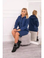 Šaty s kapucňou a bočným rázporkom z džínsoviny