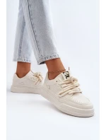 Damskie Sneakersy Eko Skórzane Beżowe Avanalis