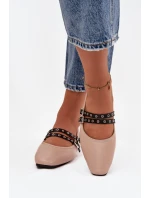 Dámské baleríny s pásky béžové Deliora