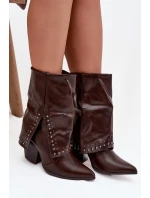 Kovbojky s otočeným límcem a zdobením Vyhřívané hnědé Inessia