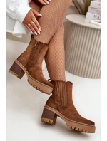 Dámske členkové topánky na podpätku Eco Suede Insulated Dark Brown Nevitas Dámske členkové topánky na podpätku Eco Suede Insulated Dark Brown Nevitas