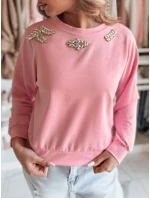 Dámska blúzka s dlhými rukávmi a motýlikom CRYSTALIA pink FashionStreet RY2768