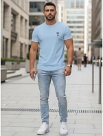 Pánske bavlnené tričko s klasickou modrou potlačou FashionStreet NX5105R