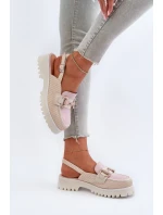 Sandały Damskie Na Płaskim Obcasie Z Ozdobą Beżowe D&A MR38-656