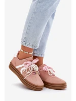 Sneakersy Damskie Na Platformie Z Ozdobami Różowe Vinness