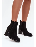 Ocieplane Botki Damskie Na Słupkowym Obcasie Czarne Brevina