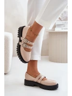 Dámske lakované topánky S Strappy Beige Terione Half Boots