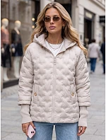 Dámska prešívaná bunda s kapucňou, svetlosivá, FashionStreet TY5867 Dámska prešívaná bunda s kapucňou, svetlosivá, FashionStreet TY5867