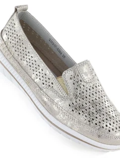 Dámske zlaté kožené poltopánky Jezzi 5364