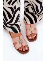 Płaskie Klapki Z Wycięciami I Ozdobą Brudny Róż Bohalis