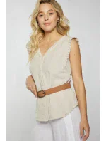 Dámska Mušelínová blúzka Béžová - Monnari