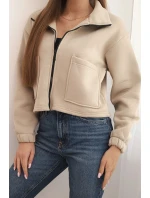 Izolovaná bavlnená mikina so zipsom svetlo béžová