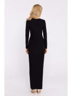 M840 Maxi šaty s uzlom - čierne