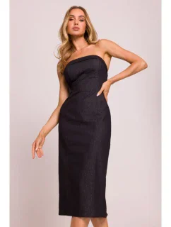 M843 Džínsové midi šaty - grafitové