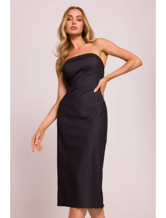 M843 Džínsové midi šaty - grafitové