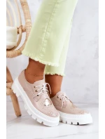 Skórzane Półbuty Z Sercem Beżowe Curtis