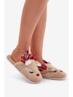 Świąteczne Kapcie Z Motywem Renifera Beżowe Sylaia