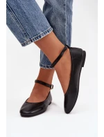 Dámské baleríny s páskem a přezkou Černé Janelor