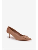 Dámské lodičky s ozdobným detailem tmavě béžové Amelora
