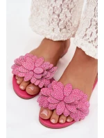 Dámské ploché pantofle s výzdobou Fuksie Grelora