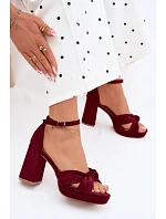 Dámské sandály na podpatku z imitace semiše bordové Rosetta
