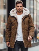 Pánska zimná bunda parka s kapucňou béžová FashionStreet TX4968