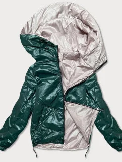 Zelená/béžová dámska obojstranná bunda Ż (BH-2204)